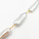 Load image into Gallery viewer, Shop Now Gold Plated Wire Biwa Freshwater Grey Pearl Chain