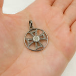 Load image into Gallery viewer, DP457. Diamond Sterling Silver Round Cross Pendant with Polki Diamond
