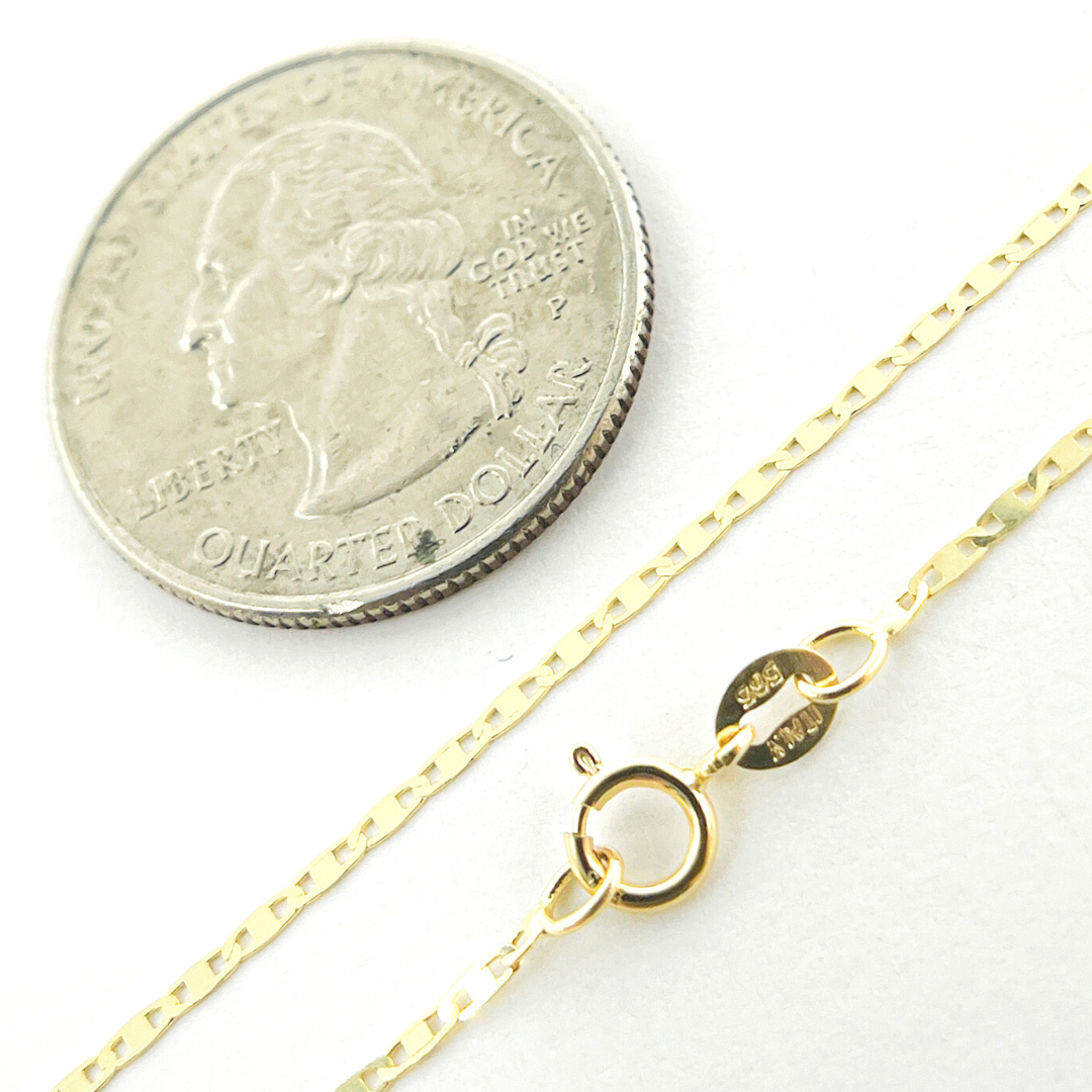 14K Solid Gold Flat Marina Link Chain