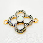 Load image into Gallery viewer, DC911. Diamond & Sterling Silver Flower Connector with Gemstone