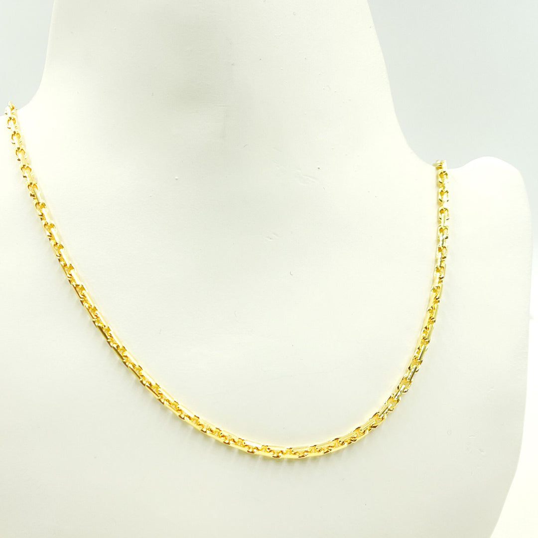 14K Solid Yellow Gold Diamond Cut Box Link Chain