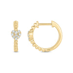 Load image into Gallery viewer, EHB57034. 14k Solid Gold Diamond Heart and Beads Hoops