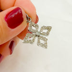 Load image into Gallery viewer, DC945. Diamond & Sterling Silver Flower Pendant with Gemstone