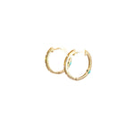 Load image into Gallery viewer, EHC56665TQ. 14k Solid Gold Diamond and Turquoise Hoops