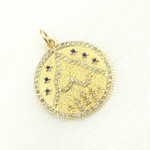Load image into Gallery viewer, 14K Solid Gold Diamond & Gemstone Circle Charm with Mountain. GDP423