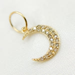 Load image into Gallery viewer, 14K Solid Gold Diamond Moon Charm