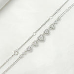 Load image into Gallery viewer, NK113052. 14K Solid White Gold Diamond Hearts Necklace