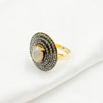 Load image into Gallery viewer, DR16. Diamond Sterling Silver Two-Tone Oval Ring with Gemstone