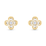 Load image into Gallery viewer, EFA54268. 14K Solid Gold Diamond Flower Studs