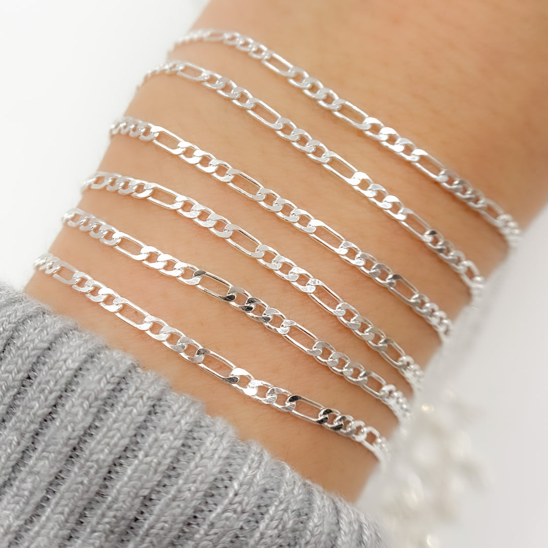 Buy Sterling Silver Flat Figaro Chain