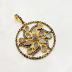 Load image into Gallery viewer, DSP013. Diamond Silver Circle Gemstone Flower Pendant