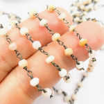 Load image into Gallery viewer, Pink Opal Black Rhodium Wire Chain