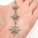 Load image into Gallery viewer, DP215. Diamond Sterling Silver 3 Stars Long Pendant