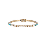 Load image into Gallery viewer, BTM68424TQ. 14K Solid Yellow Gold Diamond and Turquoise Bangle