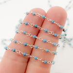 Load image into Gallery viewer, Turquoise Dainty Bead Sterling Silver Wire Chain