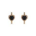 Load image into Gallery viewer, CE96390. 14k Solid Gold Diamond and Gemstone Heart Hoops