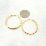 Load image into Gallery viewer, GER160. 14K Solid Gold Hollow Diamond Cut Hollow Hoop Earrings