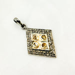 Load image into Gallery viewer, DP203. Diamond Sterling Silver Rhombus Shape Pendant with Polki Diamond