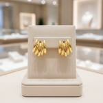 Load image into Gallery viewer, 15850018845. 14K Solid Gold Smooth and Textured Ribbed Hollow Stud Earrings
