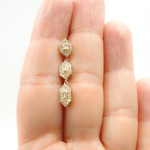 Load image into Gallery viewer, EFH52033. 14K Solid Gold and Diamonds 3 Hexagons Dangle Earrings