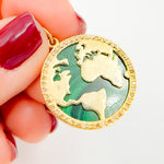 Load image into Gallery viewer, GDP457. 14K Solid Gold Mother of Pearl and Diamonds World Round Pendant