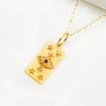 Load image into Gallery viewer, GDP664. 14K Solid Gold Diamond Rectangle Eye and Stars Charm