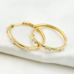 Load image into Gallery viewer, EHE56833. 14k Solid Gold Diamond Baguette Hoops