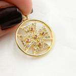 Load image into Gallery viewer, DP453. Diamond Sterling Silver Round Cross Pendant with Gemstone