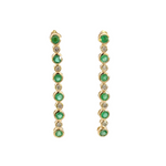 Load image into Gallery viewer, EFF52175EM. 14k Solid Gold Diamond and Emerald Dangle Circles Earrings