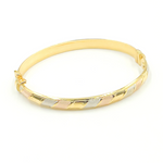 Load image into Gallery viewer, KG118. 14K Solid Gold Tri-Color Matte & Shinny Twisted Bangle