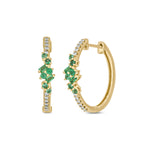 Load image into Gallery viewer, EHC56871EM. 14K Solid Gold Diamond and Emerald Hoops