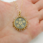 Load image into Gallery viewer, KSG72. 14k Solid Gold Diamond and Black Rhodium Sterling Silver Stars Charm