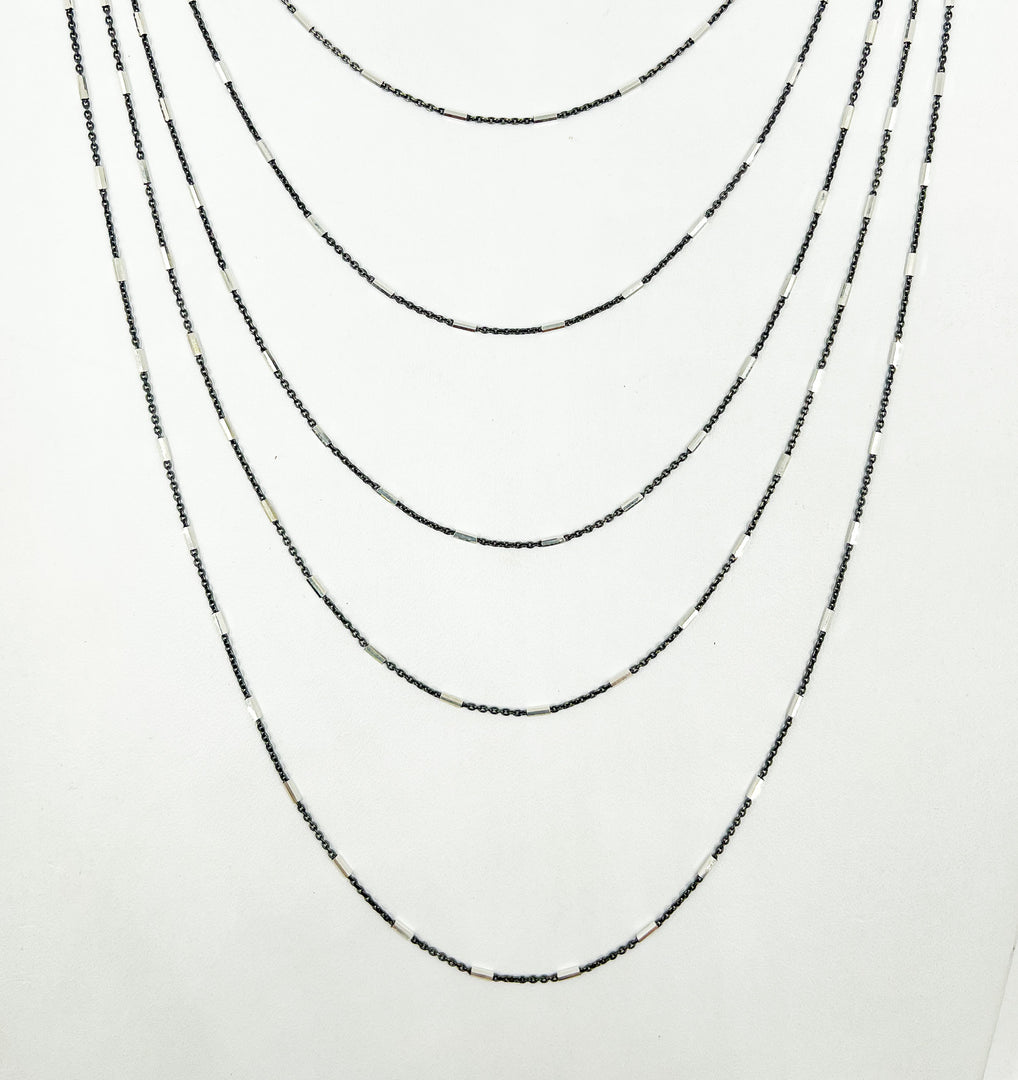 Cable Oxidized Black and Silver Chain with tubes. Z9SBFNecklace