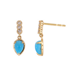Load image into Gallery viewer, Gold Diamonds and Turquoise Drop Dangle Earrings