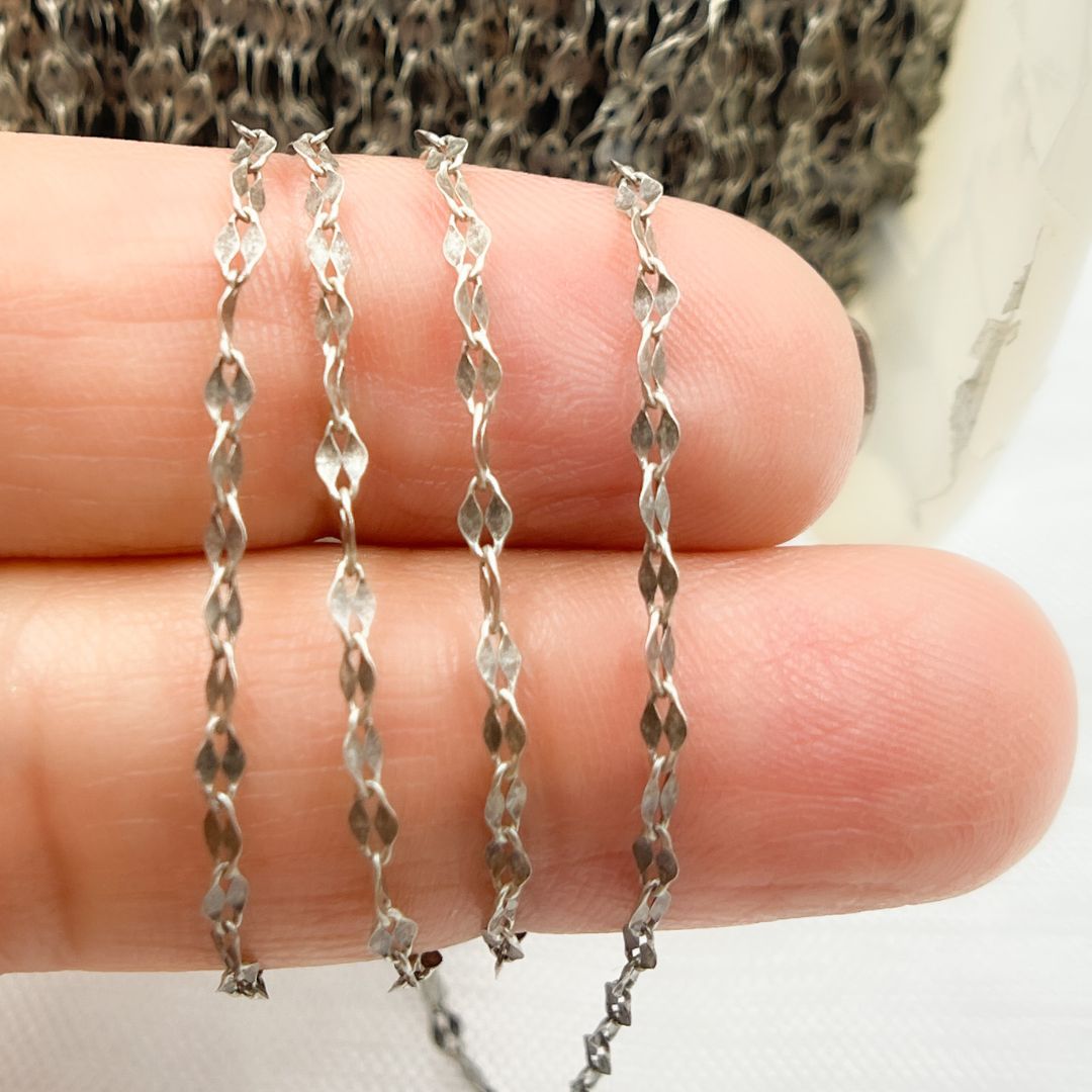 Z46OX. Oxidized Sterling Silver Flat Marina Chain