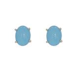 Load image into Gallery viewer, CE96803TQ8X6. 14K Solid Yellow Gold Turquoise Oval Studs Earrings