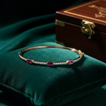 Load image into Gallery viewer, BNG68670RU. 14K Solid Gold Diamond and Ruby Bangle