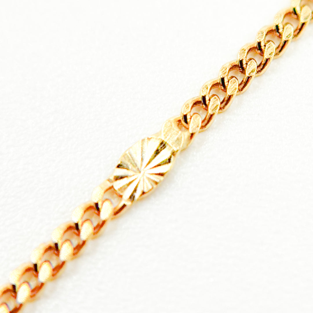 14k Gold Curb & Diamond Cut Marina Link Chain