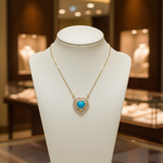 Load image into Gallery viewer, CN97293TQ6. 14K Solid Gold Diamond & Turquoise Heart Necklace