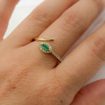 Load image into Gallery viewer, CR96479EM5X2.5. 14K Solid Yellow Gold Diamond and Emerald Ring