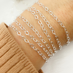Load image into Gallery viewer, Sterling Silver Flat Hammered Oval Link Chains