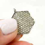 Load image into Gallery viewer, DC416. Diamond Sterling Silver Hexagon Pendant