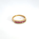 Load image into Gallery viewer, 14k Solid Yellow Gold Diamond Ruby Band Ring.