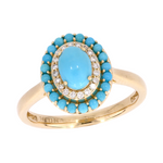 Load image into Gallery viewer, CR96844TQ7X5. 14K Solid Gold Antique Turquoise and Diamond Ring
