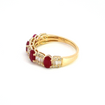 Load image into Gallery viewer, 14K Solid Yellow Gold width Half Diamond and Ruby Band Ring.