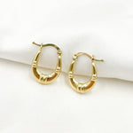 Load image into Gallery viewer, GER179. 14K Solid Gold Textured Hollow Hoops Earrings