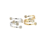 Load image into Gallery viewer, 14k Solid Gold Spiral Diamond Flowers Ring.