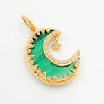 Load image into Gallery viewer, KG262. 14K Solid Gold Moon and Dangle Star Pendant