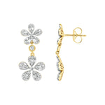 Load image into Gallery viewer, EFM52681. 14K Solid Gold Diamond Baguette Flower Dangle Earrings