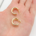 Load image into Gallery viewer, Gold Smooth and Textured Triple Line Hollow Hoop Earrings